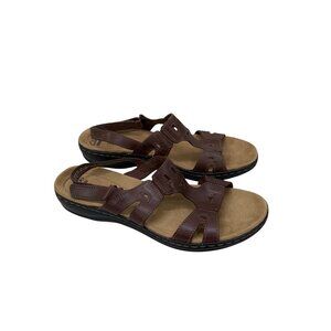 Clarks Leisa Annual Brown Leather Slingback Open Toe Sandals Shoe Womens sz 10 M
